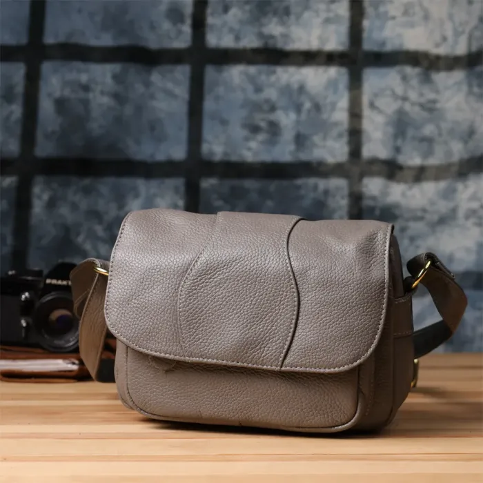 Практична сумка з натуральної шкіри для стильних жінок Vintage 22974 Сірий