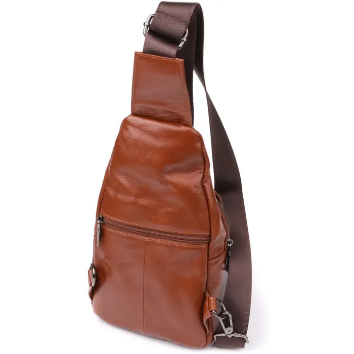 Зручна чоловіча сумка через плече з натуральної шкіри Vintage 23049 Рудий