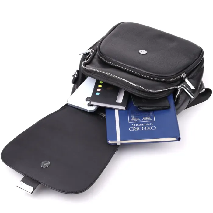 Стильний жіночий рюкзак з натуральної шкіри Vintage 23056 Чорний