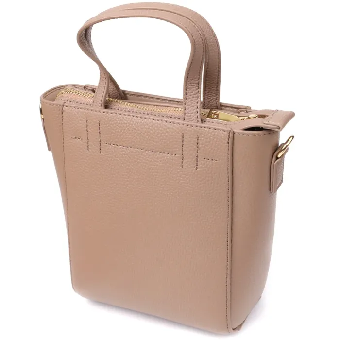 Стильна сумка жіноча з натуральної шкіри у формі трапеції Vintage 22918 Бежевий