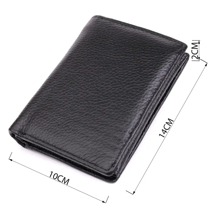 Вертикальний чоловічий шкіряний гаманець у два складання Vintage 15091 Чорний