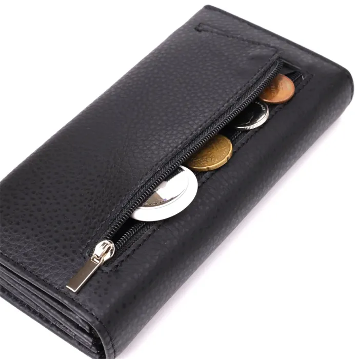 Жіночий вертикальний гаманець із натуральної шкіри ST Leather 23084 Чорний