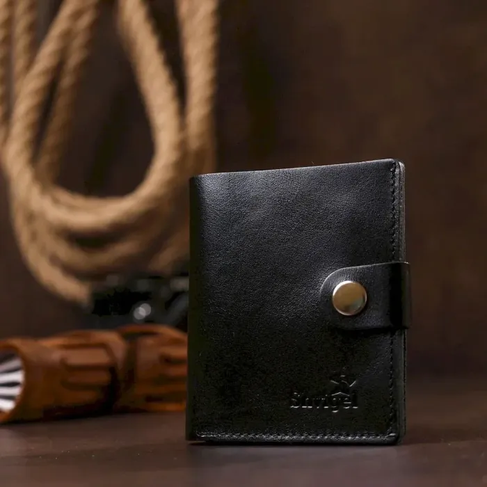 Практичний чоловічий портмоне Shvigel 16502 Чорний