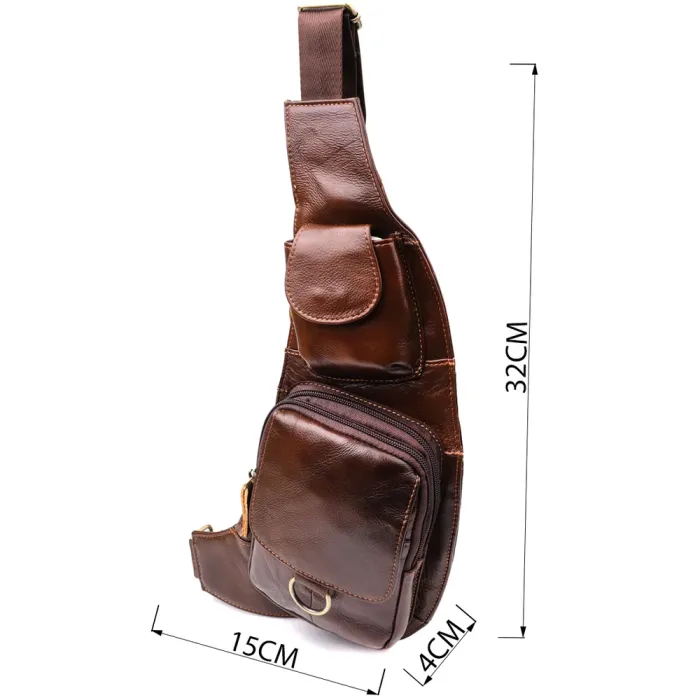 Чоловіча сумка цікавої форми через плече Vintage 22959 Коричневий