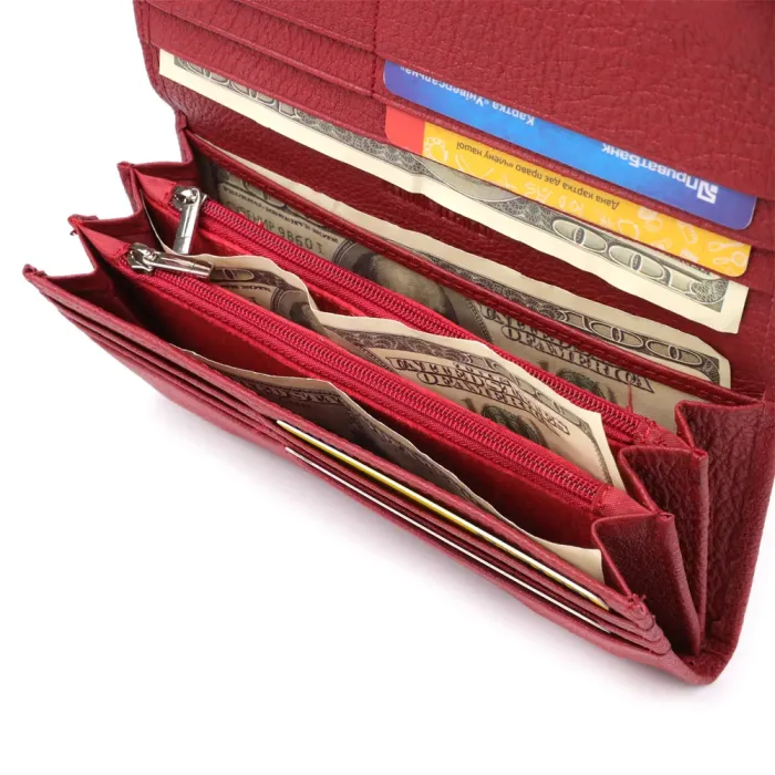 Яскравий вертикальний гаманець із натуральної шкіри ST Leather 23087 Червоний