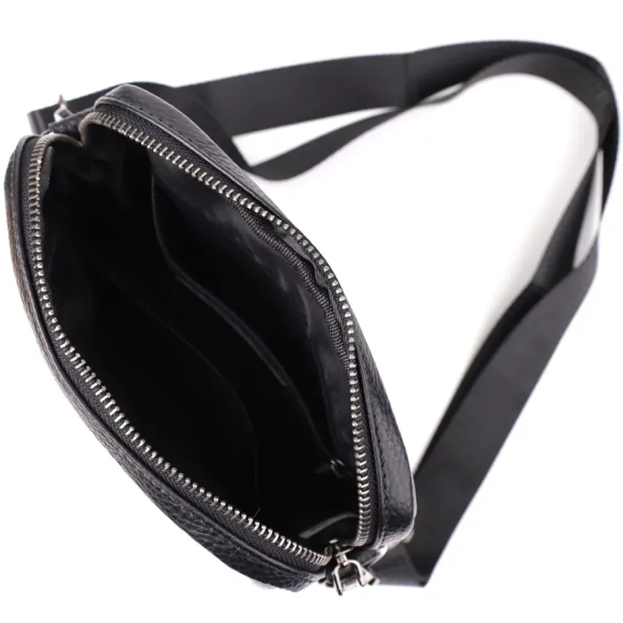 Компактна чоловіча сумка на плече з натуральної шкіри Vintage 23021 Чорний