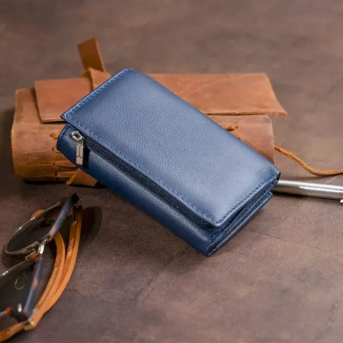 Горизонтальное портмоне из кожи унисекс на магните ST Leather 19336 Темно-синее