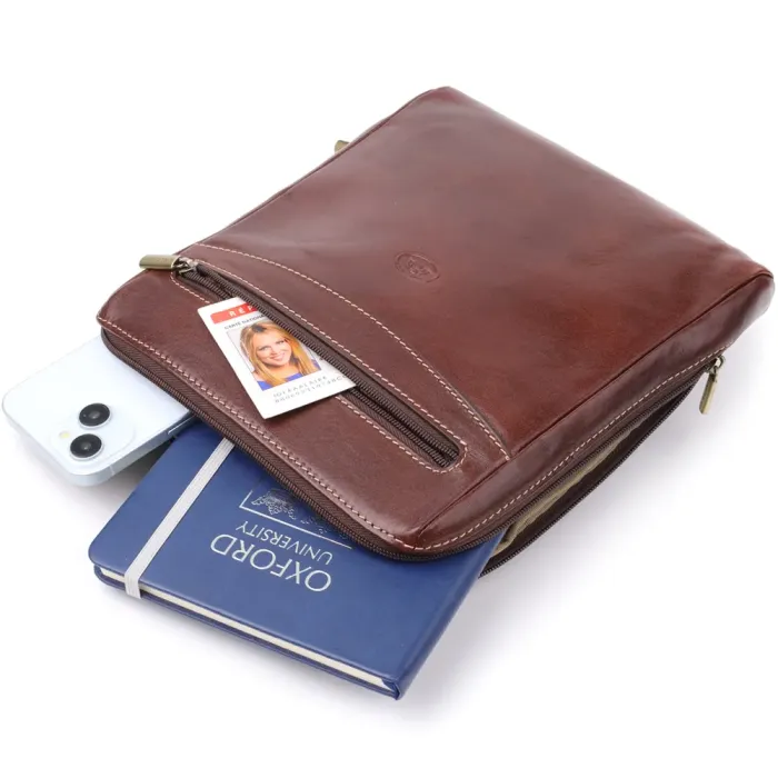 Стильна чоловіча сумка через плече з гладкої натуральної шкіри Tony Perotti 20854_1 (9137-20 moro) Коричневий