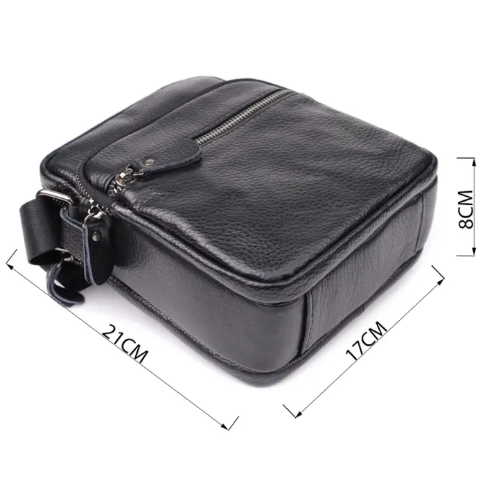 Чоловічі сумки на плече з натуральної шкіри Vintage 23020 Чорний