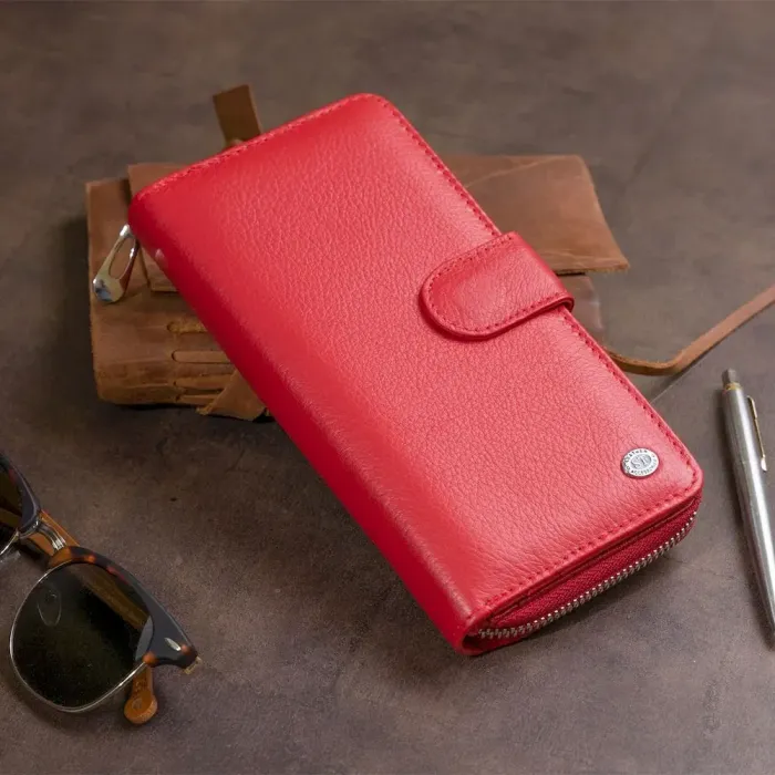 Вертикальний місткий гаманець зі шкіри ST Leather 19306 Червоний
