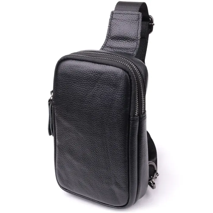 Невелика слінг сумка для чоловіків з натуральної шкіри Vintage 15105 Чорний