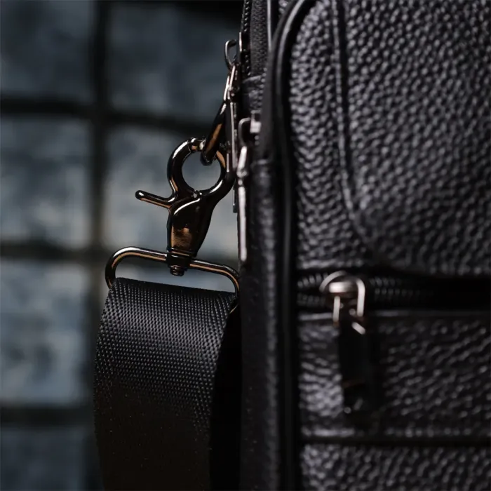 Чоловіча сумка з ручкою для перенесення в руці з натуральної шкіри Vintage 23026 Чорний