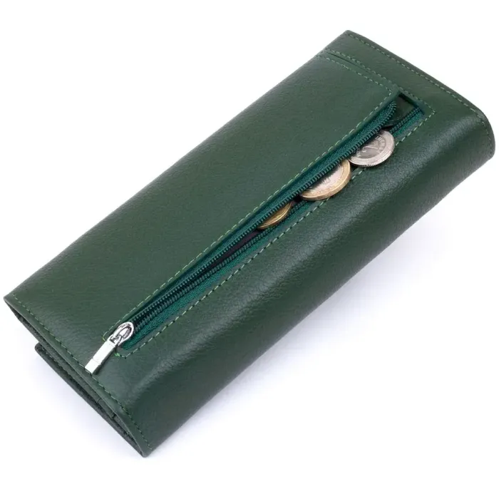 Гаманець на магнітах із клапаном жіночий ST Leather 19240 Зелений