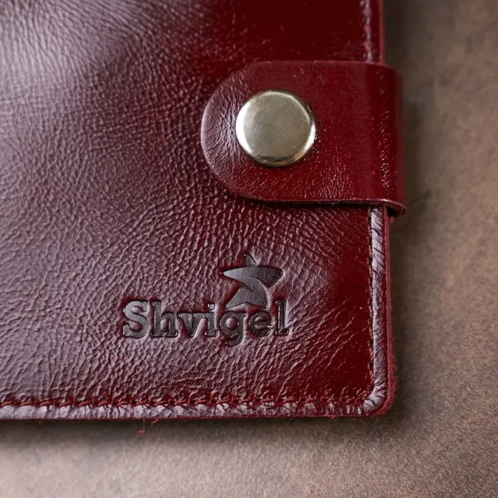 Кожаное стильное портмоне Shvigel 16442 Бордовый