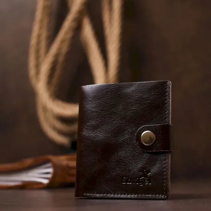 Стильне шкіряне портмоне для чоловіків Shvigel 16485 Коричневий