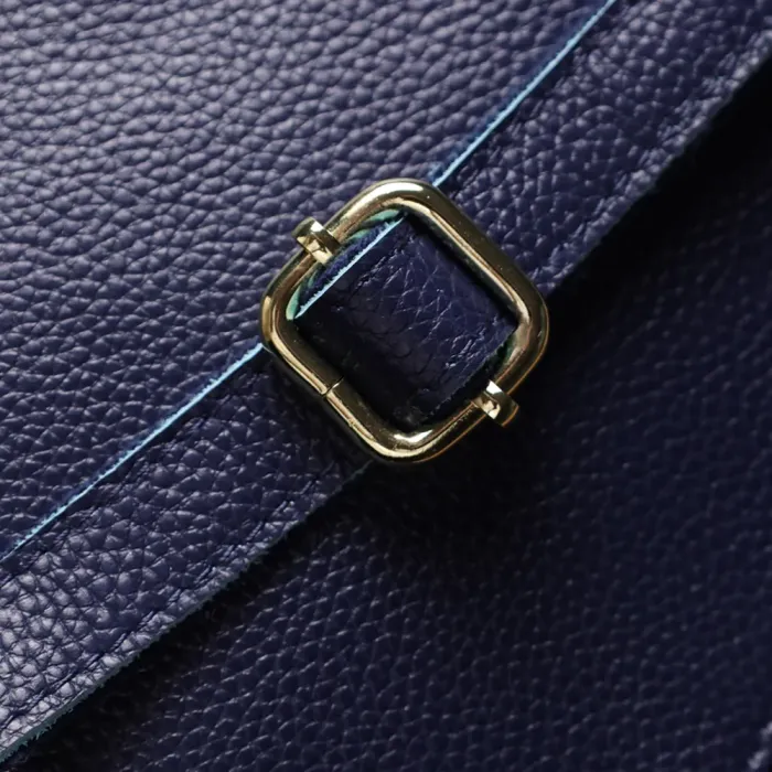 Елегантна жіноча шкіряна сумка з жорстким дном Vintage 22986 Синій