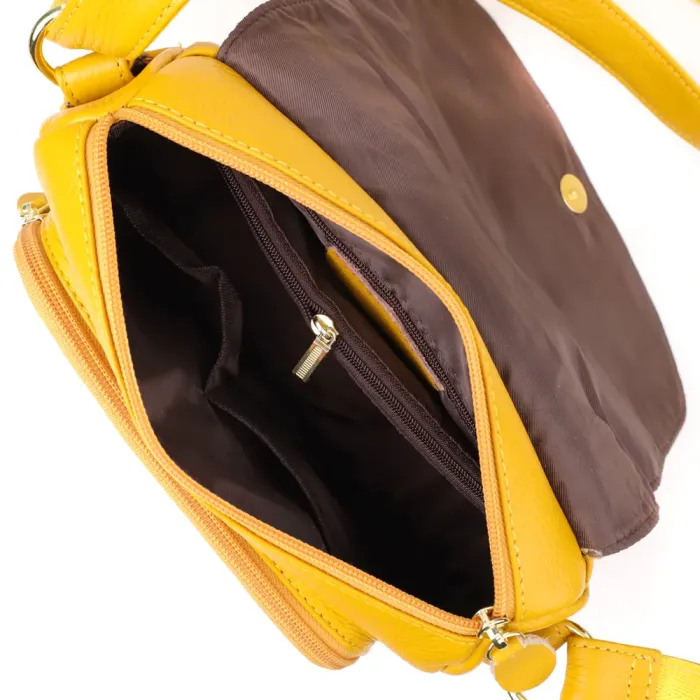 Елегантна шкіряна сумка для жінок на день Vintage 22969 Жовтий