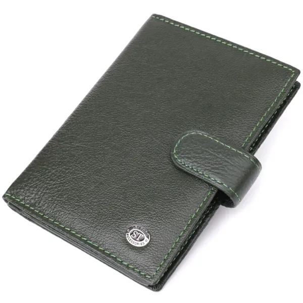 Оригінальна обкладинка на документи унісекс із натуральної шкіри ST Leather 23119 Зелений