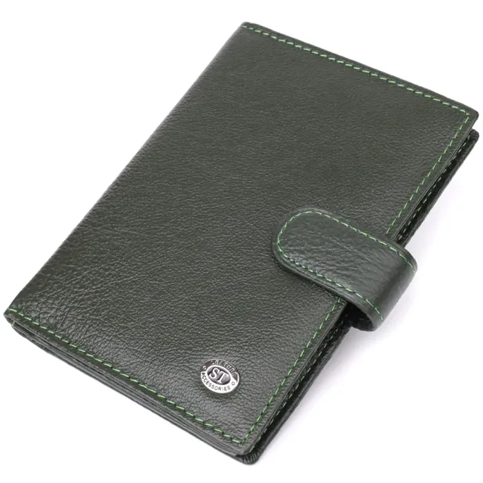 Оригінальна обкладинка на документи унісекс із натуральної шкіри ST Leather 23119 Зелений