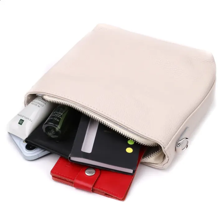 Повсякденна плечова сумка з натуральної шкіри Vintage 22915 Білий