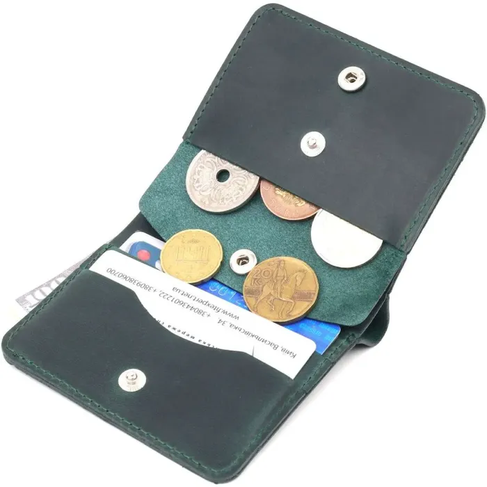 Небольшое винтажное кожаное портмоне Shvigel 16603 Зеленый