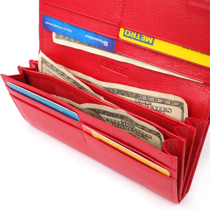 Красивий гаманець для жінок з монетницею із натуральної шкіри ST Leather 23105 Червоний