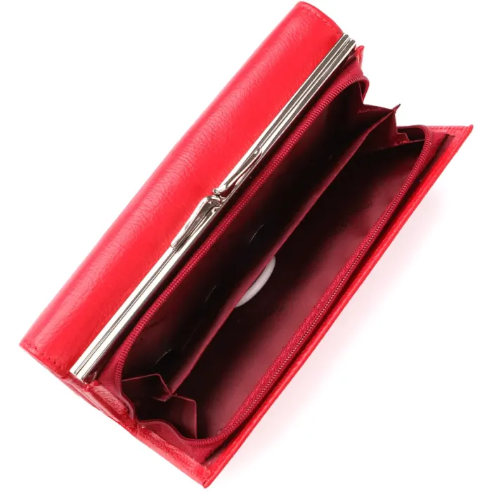 Яскравий жіночий гаманець на магнітах із натуральної шкіри ST Leather 23114 Червоний