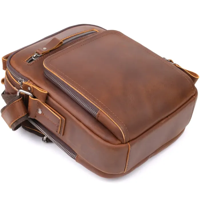 Чоловіча ділова сумка з ручкою для перенесення в руці з натуральної шкіри Vintage 23033 Коричневий