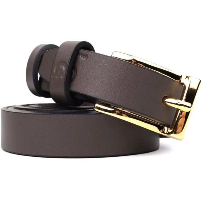 Елегантний вузький шкіряний ремінь для жінок GRANDE PELLE 22952 Червоний