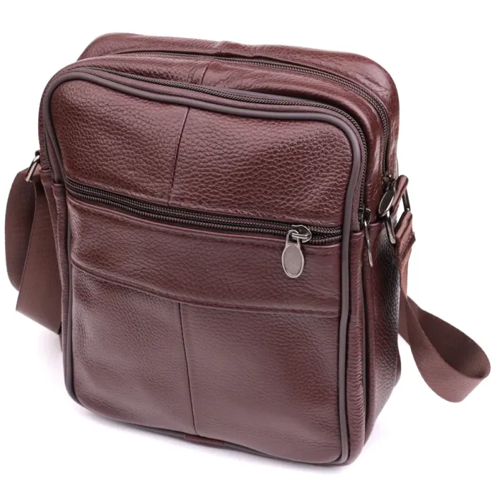 Зручна чоловіча сумка з натуральної шкіри 22858 Vintage Коричневий