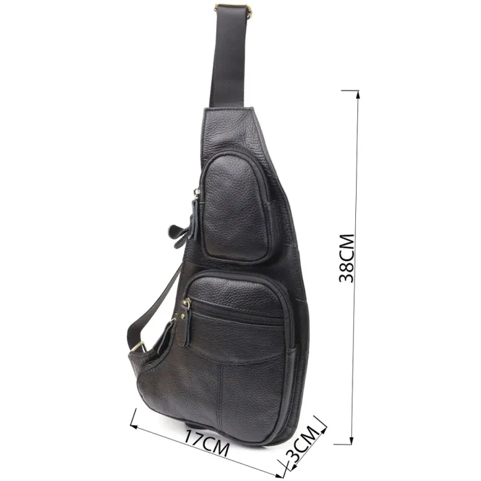 Стильна сумка для чоловіків з великою кількістю кишень із натуральної шкіри Vintage 22957 Чорний