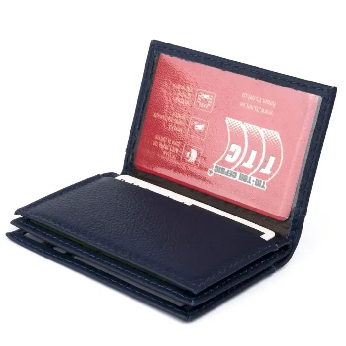 Визитница-книжка ST Leather 19217 Темно-синяя