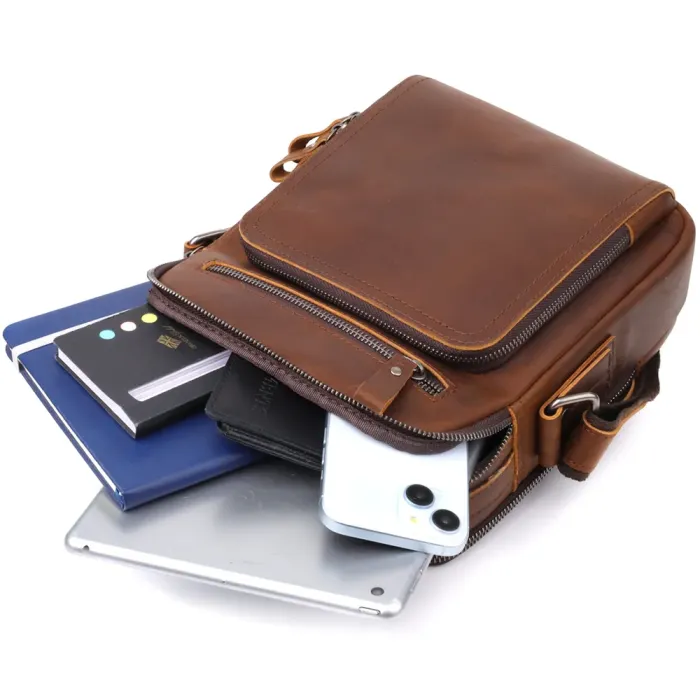 Чоловіча ділова сумка з ручкою для перенесення в руці з натуральної шкіри Vintage 23033 Коричневий