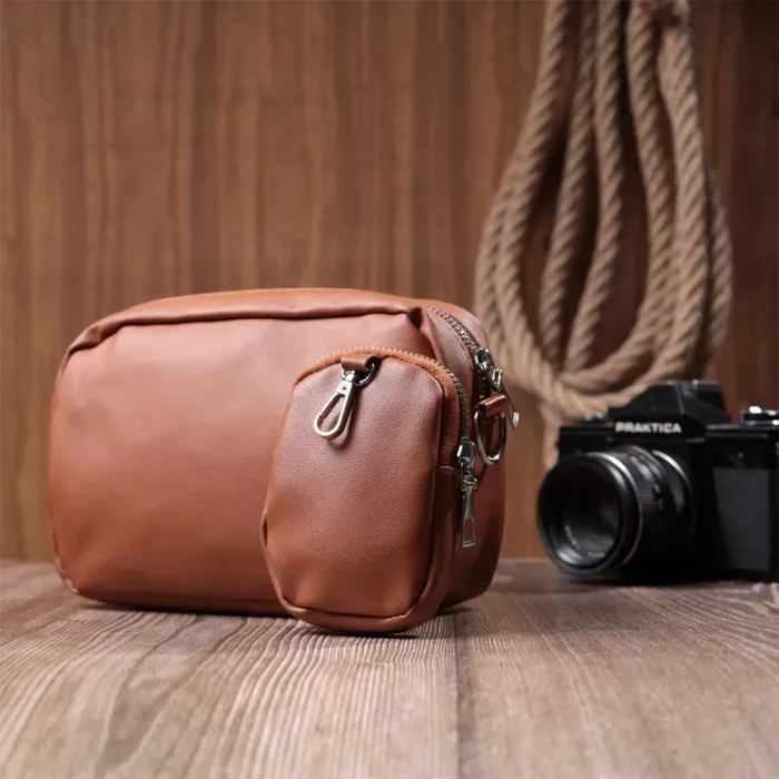 Жіноча сумка крос-боді з монетницею з екошкіри Vintage 22795 Рудий