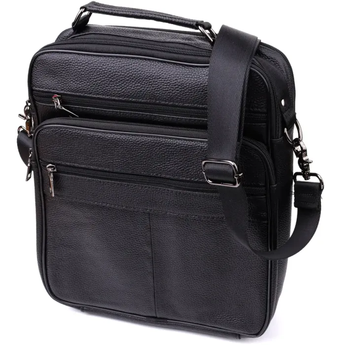 Сумка чоловіча з ручкою для перенесення в руці з натуральної шкіри Vintage 23029 Чорний