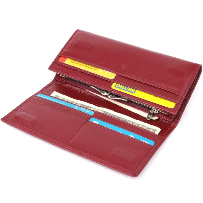 Місткий жіночий гаманець із натуральної шкіри ST Leather 23089 Бордовий