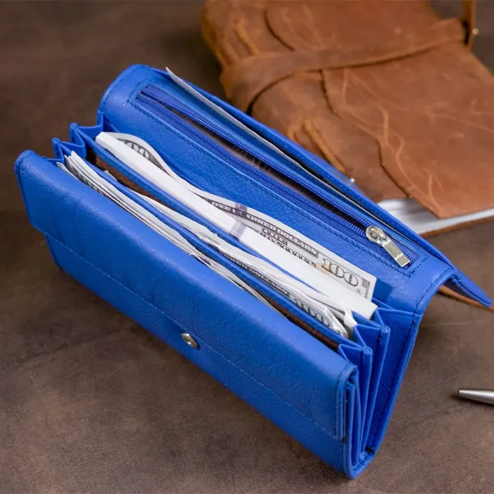 Гаманець шкіряний у дві додавання жіночий ST Leather 19285 Синій