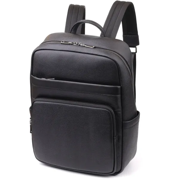 Зручний чоловічий рюкзак з натуральної шкіри Vintage 23052 Чорний