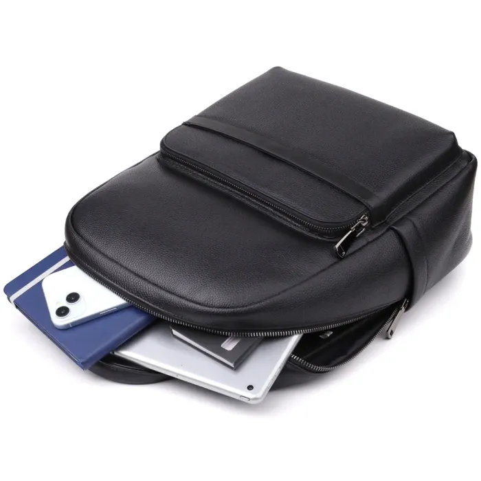 Місткий рюкзак для чоловіків з натуральної шкіри Vintage 23045 Чорний