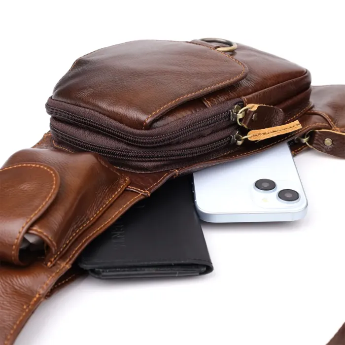 Чоловіча сумка цікавої форми через плече Vintage 22959 Коричневий