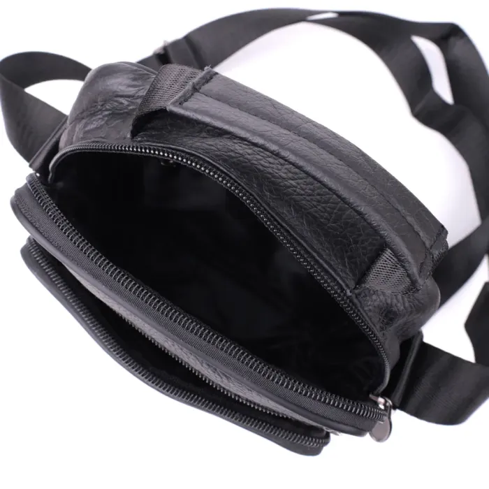 Невелика вертикальна сумка для чоловіків з натуральної шкіри Vintage 15099 Чорний