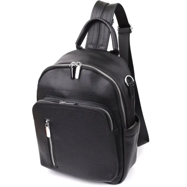 Цікавий жіночий рюкзак з натуральної шкіри Vintage 23059 Чорний