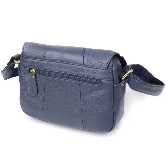 Практична сумка з натуральної шкіри для жінок Vintage 22971 Синій
