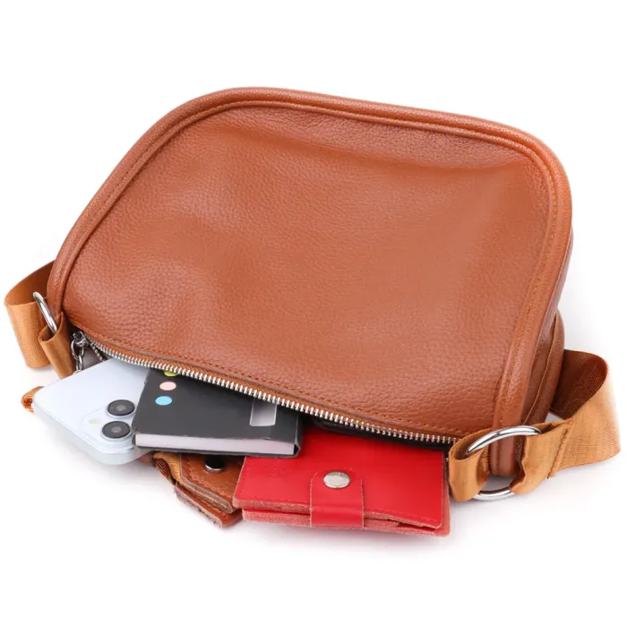 Зручна напівкругла сумка для жінок з натуральної шкіри Vintage 22906 Коричневий