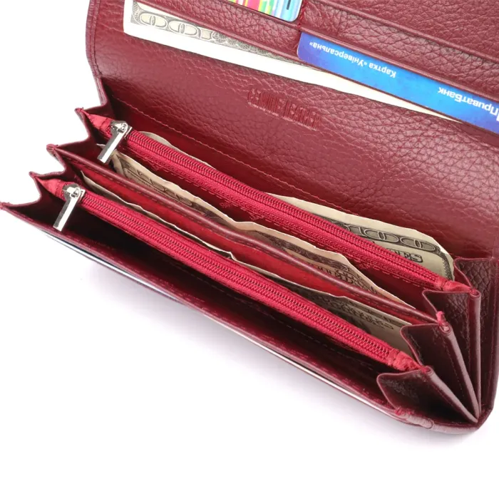 Практичний гаманець для жінок із натуральної шкіри ST Leather 23098 Бордовий