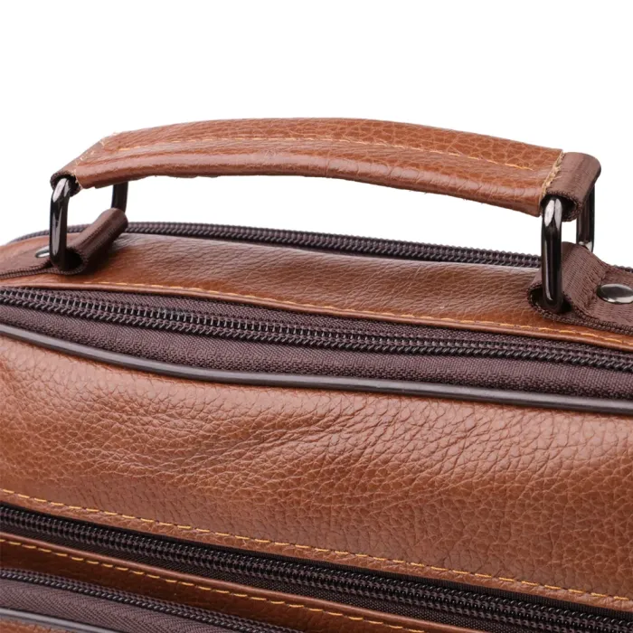 Сумка чоловіча з ручкою для перенесення в руці з натуральної шкіри Vintage 23031 Світло-коричневий