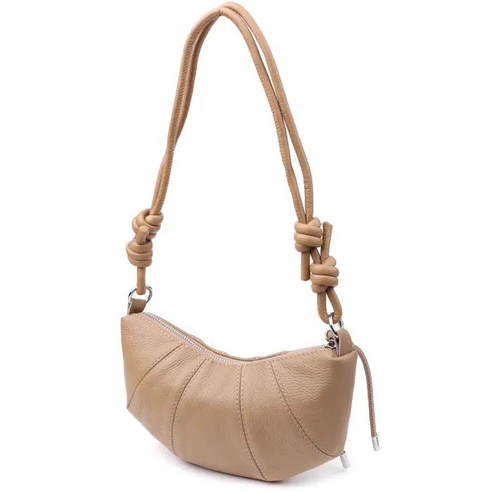Стильна жіноча напівкругла сумка з натуральної шкіри Vintage 22933 Бежевий