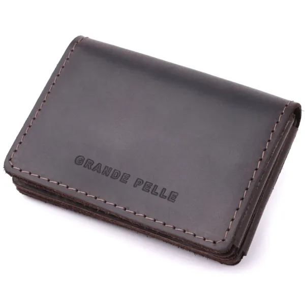 Стильна обкладинка на автодокументи у вінтажній шкірі GRANDE PELLE 22873 Темно-коричнева