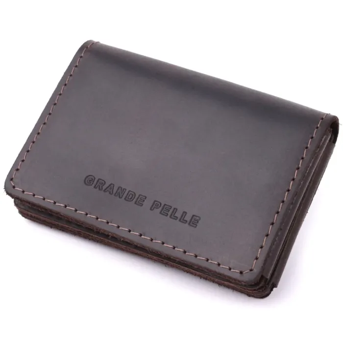 Стильна обкладинка на автодокументи у вінтажній шкірі GRANDE PELLE 22873 Темно-коричнева