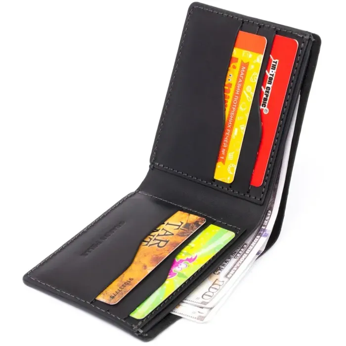 Портмоне на одне відділення в матовій шкірі GRANDE PELLE 11309 Чорне